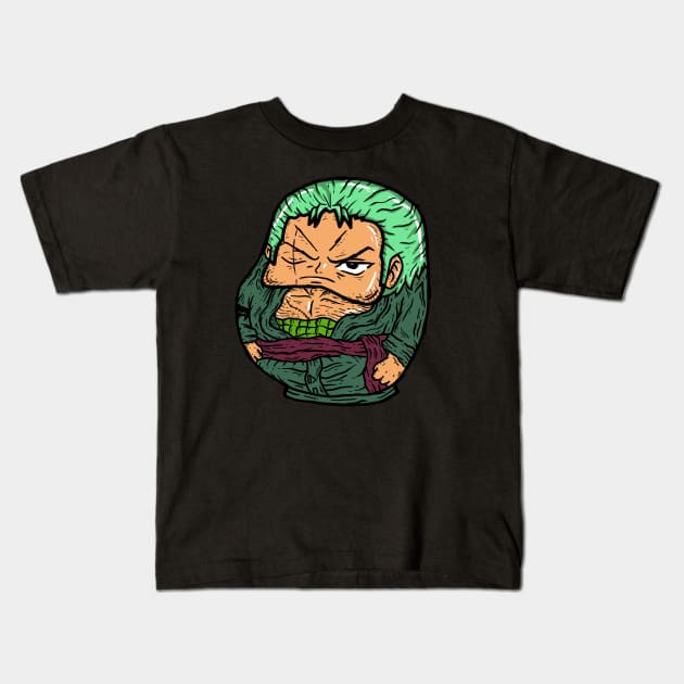 Zoro in daruma shape Kids T-Shirt by Shankara